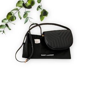 Saint Laurent Joan Quilted Black Leather Shoulder Bag & Dust Bag